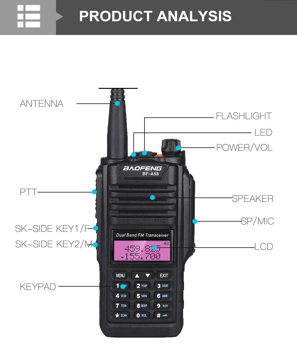 Baofeng A58 walkie talkie