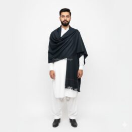 pure wool black shawl for men