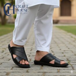 Black Peshawari Slippers
